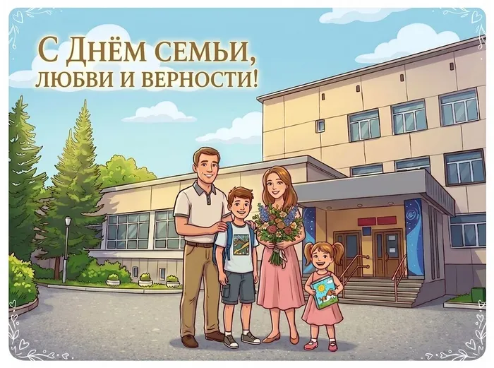 Поздравительная открытка к Дню семьи, созданная с использованием ИИ